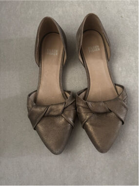 Eileen Fisher Bronze Leather D'orsey Slip On Flats 8.5